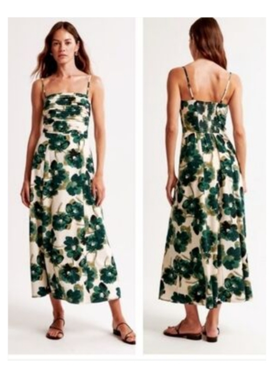 Abercrombie & Fitch Dresses & Skirts - Abercrombie & Fitch | Emerson Crepe Green Floral Midi Dress